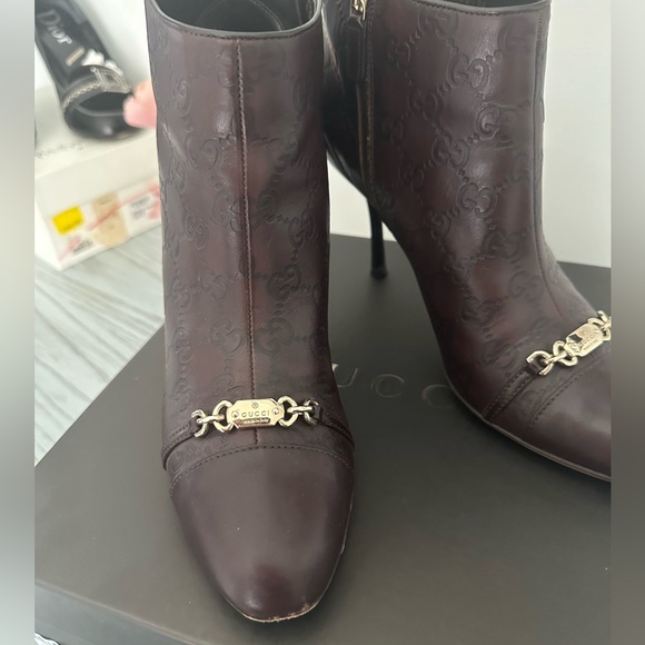 Gucci Margaux Guccissima Chocolate Ankle Booties Size 10. In Very Good Condition - Picture 2 of 12